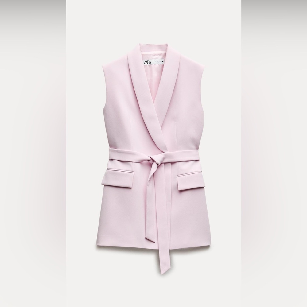 ZARA Tied belted vest in soft pink